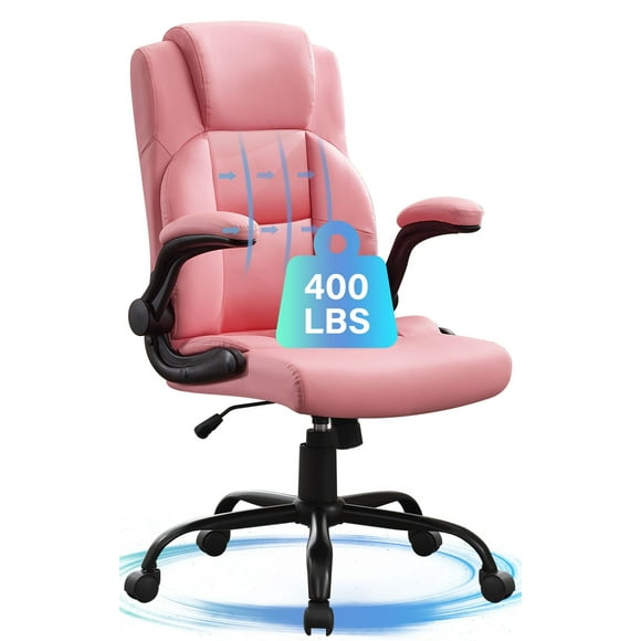 JONPONY Big and Tall Office Chair 400LBS Wide Seat Ergonomic Computer Desk Chair High Back Executive Leather Chair Adjustable Task Chair Lumbar Back Support 8 Hours Heavy Duty Design,9189,Pink