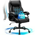 thumbnail image 1 of JONPONY Big and Tall Office Chair 500LBS Wide Seat Ergonomic Computer Desk Chair High Back Executive Leather Chair Adjustable Task Chair Lumbar Back Support 8 Hours Heavy Duty Design,Black, 1 of 10