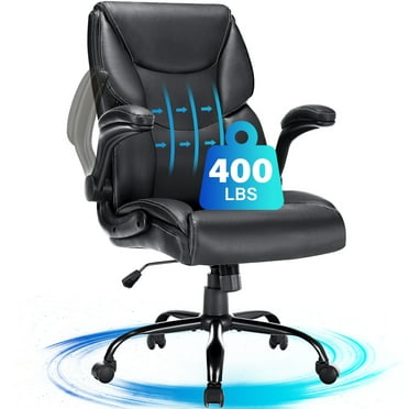JONPONY Big and Tall Office Chair 400LBS Wide Seat Ergonomic Computer Desk Chair High Back Executive Leather Chair Adjustable Task Chair Lumbar Back Support 8 Hours Heavy Duty Design,9423,Black