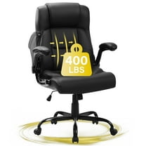 JONPONY Big and Tall Office Chair 400LBS Wide Seat Ergonomic Computer Desk Chair High Back Executive Leather Chair Adjustable Task Chair Lumbar Back Support 8 Hours Heavy Duty Design,Black