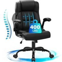 JONPONY Big and Tall Office Chair 400LBS Wide Seat Ergonomic Computer Desk Chair High Back Executive Leather Chair Adjustable Task Chair Lumbar Back Support 8 Hours Heavy Duty Design,9189,Black