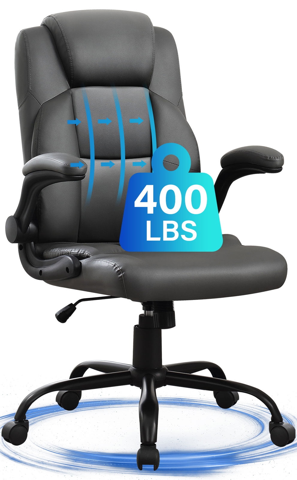 JONPONY Big and Tall Office Chair 400LBS Wide Seat Ergonomic Computer Desk Chair High Back Executive(图1)
