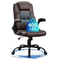 thumbnail image 1 of JONPONY Big and Tall Office Chair 400LBS Wide Seat Ergonomic Computer Desk Chair High Back Executive Leather Chair Adjustable Task Chair Lumbar Back Support 8 Hours Heavy Duty Design,9189,Brown, 1 of 16