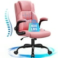 thumbnail image 1 of JONPONY Leather Office Chair, Big and Tall Office Chair 400LBS Wide Seat Ergonomic Computer Desk Chair High Back Executive Leather Chair Adjustable Task Chair Lumbar Back with 1-Year Warranty, Pink, 1 of 14