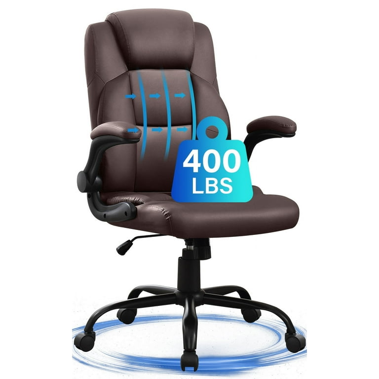 JONPONY Big and Tall Office Chair 400LBS Wide Seat Ergonomic Computer Desk Chair High Back Executive Leather Chair Adjustable Task Chair Lumbar Back Support 8 Hours Heavy Duty Design 9189 Brown Walmar...