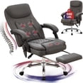 thumbnail image 1 of JONPONY Big and Tall Office Chair 500LBS Executive Office Chair Massage and Footrest Ergonomic Computer Desk Chair Reclining High Back Leather Office Chair Lumbar Back Support Swivel Rolling,Grey, 1 of 16