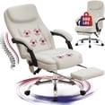 thumbnail image 1 of JONPONY Big and Tall Office Chair 500LBS Executive Office Chair Massage and Footrest Ergonomic Computer Desk Chair Reclining High Back Leather Office Chair Lumbar Back Support Swivel Rolling,White, 1 of 15
