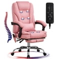 thumbnail image 1 of JONPONY Big and Tall Office Chair 500LBS Executive Office Chair Massage and Footrest Ergonomic Computer Desk Chair Reclining High Back Leather Office Chair Lumbar Back Support Swivel Rolling,Pink, 1 of 12