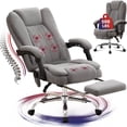 thumbnail image 1 of JONPONY Big and Tall Office Chair 500LBS Executive Office Chair Massage and Footrest Ergonomic Computer Desk Chair Reclining High Back Leather Office Chair Lumbar Back Support Swivel Rolling,Grey, 1 of 16