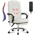 thumbnail image 1 of JONPONY Big and Tall Office Chair 500LBS Executive Office Chair Massage and Footrest Ergonomic Computer Desk Chair Reclining High Back Leather Office Chair Lumbar Back Support Swivel Rolling,White, 1 of 14