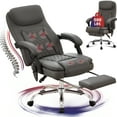 thumbnail image 1 of JONPONY Big and Tall Office Chair 500LBS Executive Office Chair Massage and Footrest Ergonomic Computer Desk Chair Reclining High Back Leather Office Chair Lumbar Back Support Swivel Rolling,Grey, 1 of 17