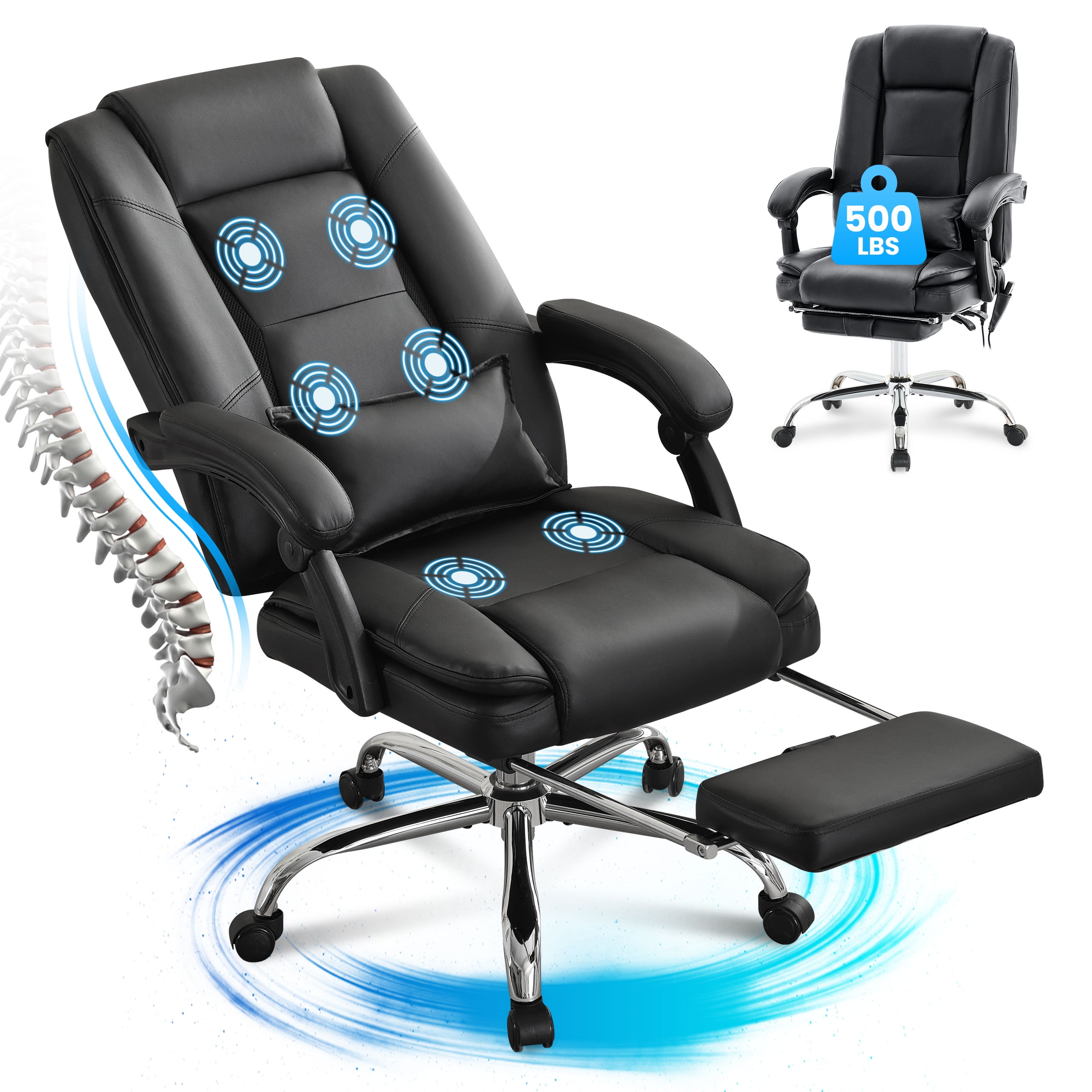 JONPONY Big and Tall Office Chair 500LBS Executive Office Chair Massage ...