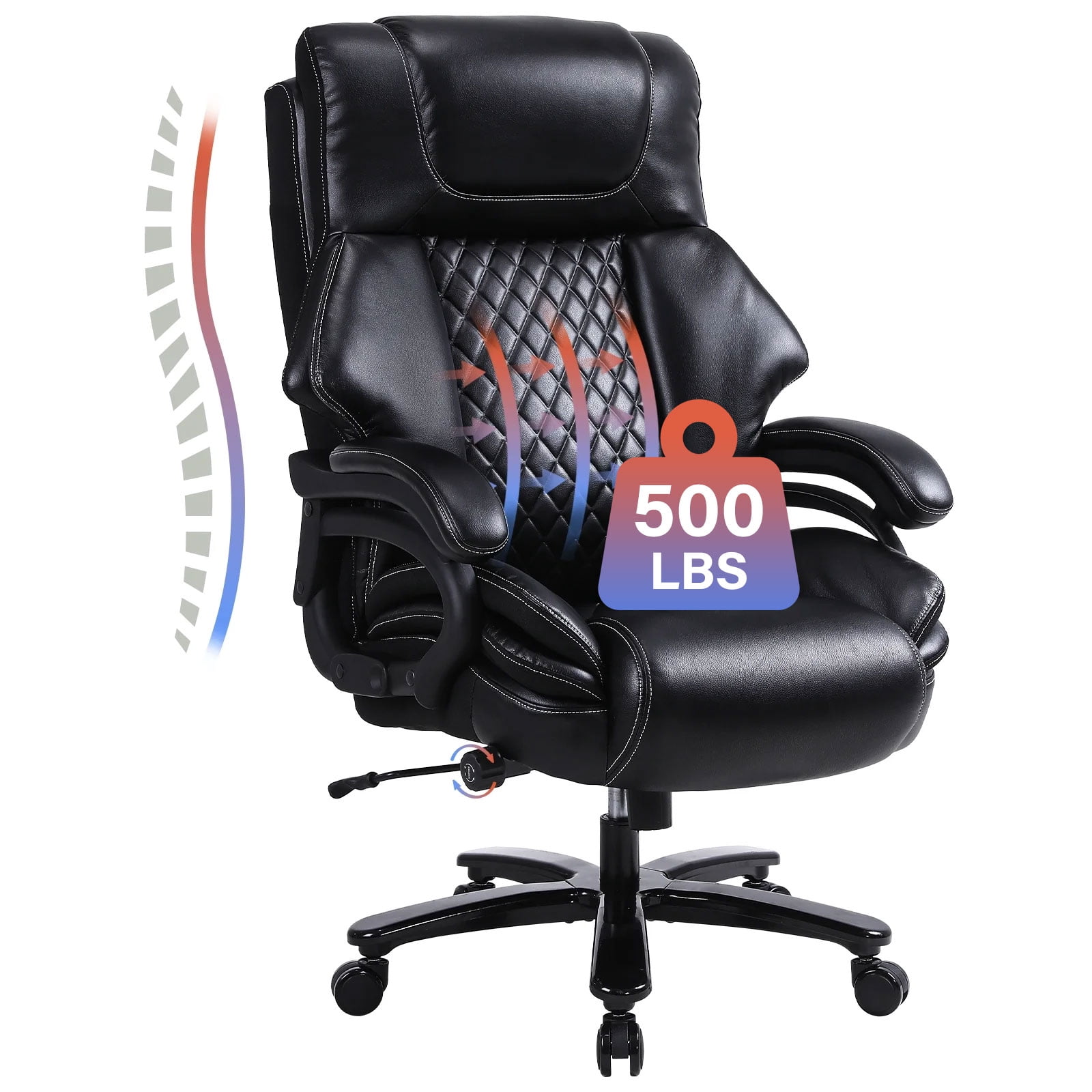 JONPONY 700lbs Big and Tall Office Chair with Wide Thick Seat Cushion,Ergonomic Computer Mesh Desk Chairs with 4D Armrests, Adjustable Lumbar Support for Adults 8 Hours daliy Work,Black