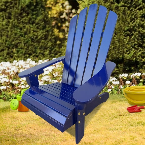 JONPONY Children Outsunny Wooden Adirondack Chair, Ergonomic Design Patio Lawn Chair for Outside Deck Garden Backyard Balcony,Blue