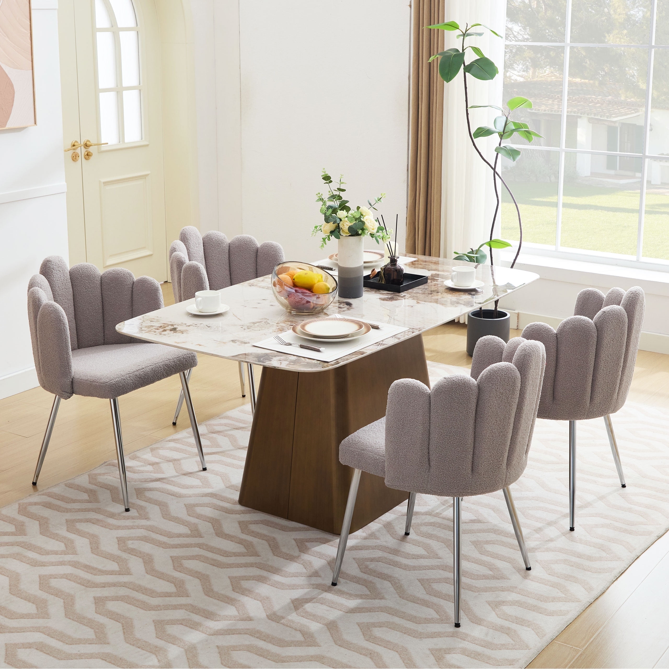 JONPONY Dining Chairs Modern Upholstered Dining Room Chairs Set of 6 for Living Room, Bedroom, Kitchen,Light Gray
