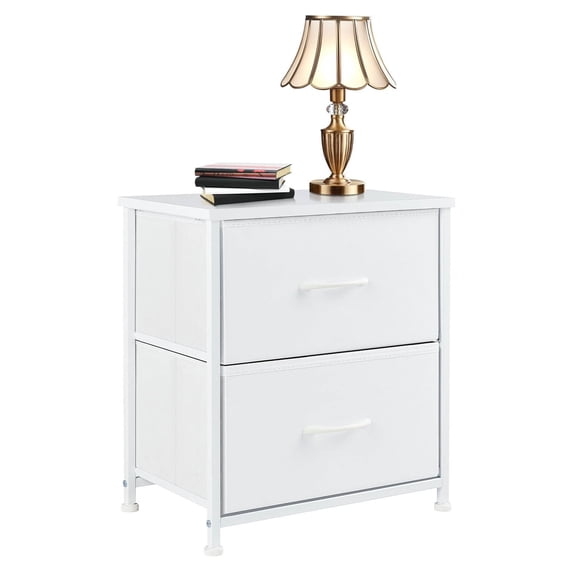 JONPONY Drawer Night Stand, 20" Height Small Bed Side Furniture End Table, Metal Frame and Wood Top, Mini Dresser for Bedroom, Closet, Entryway, College Dorm, White, Single Pack