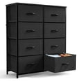 thumbnail image 1 of JONPONY Dresser for Bedroom with 8 Drawers, Tall Fabric Storage Tower, Chest of Drawers with Wood Top, Sturdy Steel Frame for Closet, Living Room, Entryway, Black, 1 of 8