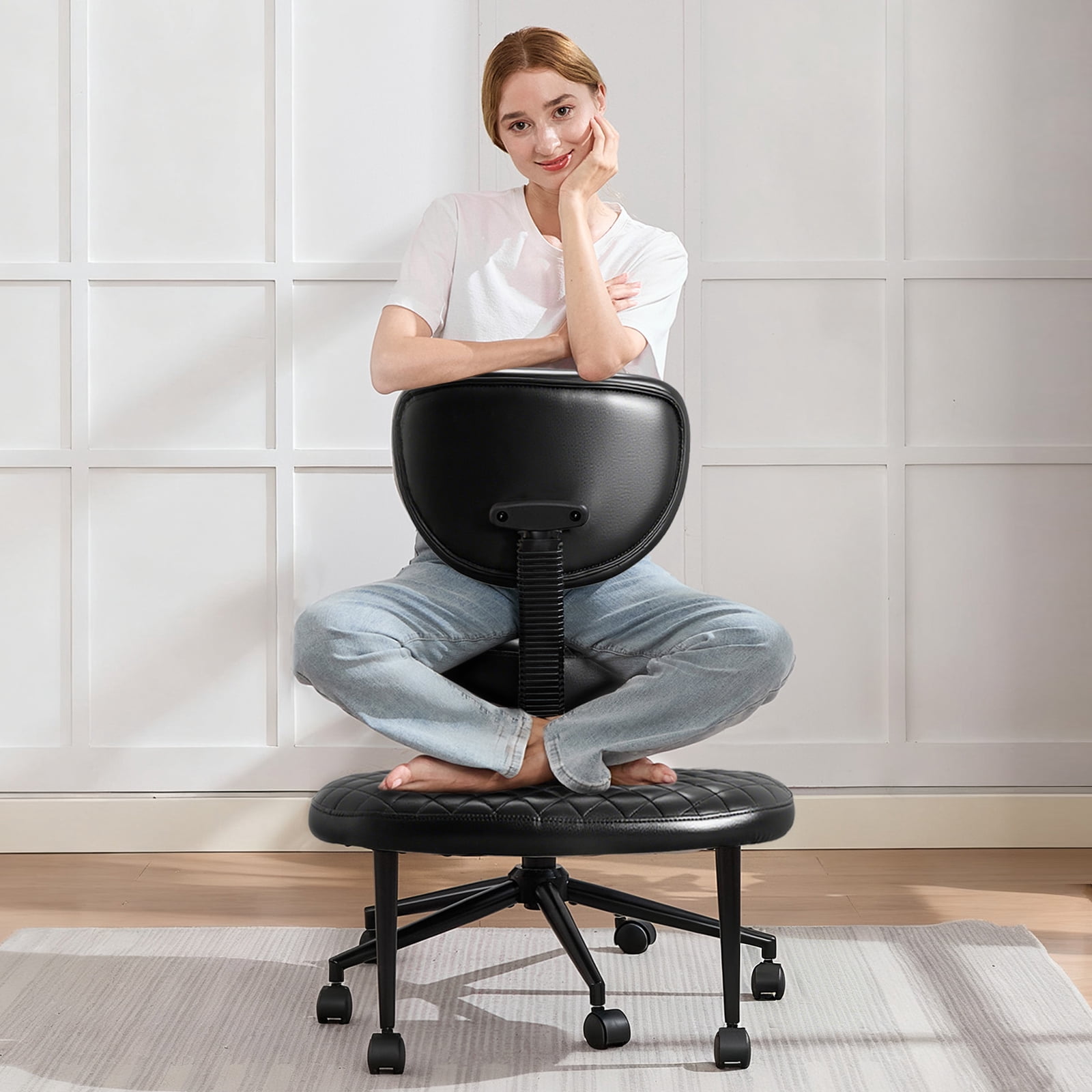 JONPONY Ergonomic Cross Legged Swivel Chair, ADHD Office Chair ...