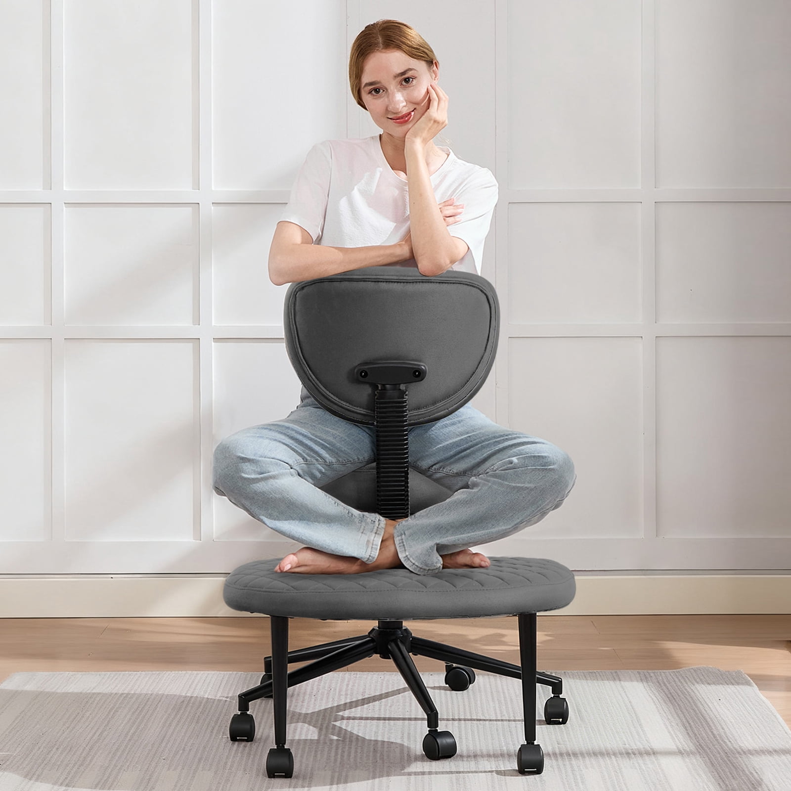 JONPONY Ergonomic Cross Legged Swivel Chair, ADHD Office Chair ...