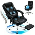 thumbnail image 1 of JONPONY Big and Tall Office Chair 500LBS Executive Office Chair Massage and Footrest Ergonomic Computer Desk Chair Reclining High Back Leather Office Chair Lumbar Back Support Swivel Rolling,Black, 1 of 15