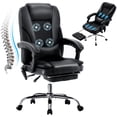 thumbnail image 1 of JONPONY Big and Tall Office Chair 500LBS Executive Office Chair Massage and Footrest Ergonomic Computer Desk Chair Reclining High Back Leather Office Chair Lumbar Back Support Swivel Rolling,Black, 1 of 12