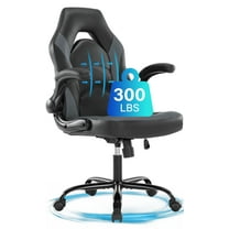JONPONY Ergonomic Gaming Desk Chair - Adjustable PU Leather Swivel Racing Chair with Flip-up Armrests for Home Office and Entertainment, Perfect for Adults, Kids, and Gamers, Black Grey