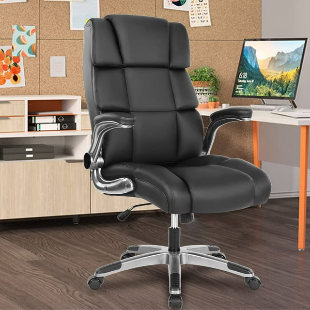 JONPONY Ergonomic Office Chair with Flip-up Armrests, Comfortable PU ...