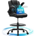 thumbnail image 1 of JONPONY 500 lbs Tall Office Chair with Flip-up Armrests for Standing Desk Executive Ergonomic Computer Leather Desk Chair with Lumbar Support, Adjustable Foot Ring for Home,Black, 1 of 12