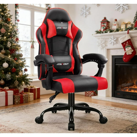 JONPONY Ergonomic Gaming Chairs,Office Chair,High Back Computer Chair,Adjustable 360° Swivel  Chair with Headrest and Lumbar Support ,RED