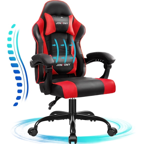 JONPONY Ergonomic Gaming Chairs,Office Chair,High Back Computer Chair,Adjustable 360° Swivel Chair with Headrest and Lumbar Support ,RED