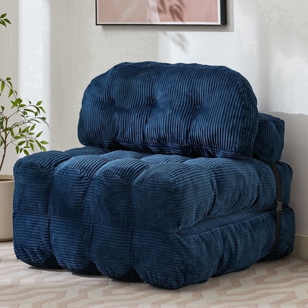 JONPONY Folding Sofa Bed, Convertible Sleeper Chair Couch with Pillow, Foldable Mattress Futon with Back Support, Portable Sleeper Chair Bed Comfort Floor Sofa for Living Room Bedroom, DarkBlue