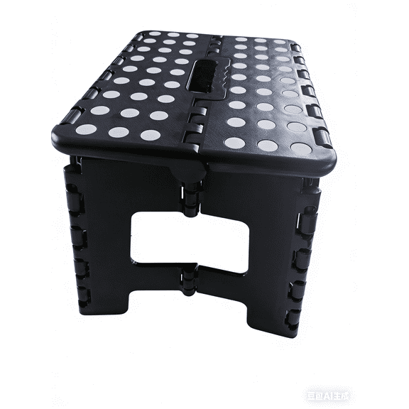 JONPONY Folding Step Stool with Handle Anti-Slip Foot Stool with 9 Inch Height - Holds Up to 300 lbs - Sturdy Plastic Foldable Step Stool for Kitchen, Bathroom & Living Room (Black)