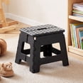 thumbnail image 1 of JONPONY Folding Step Stool with Handle Anti-Slip Foot Stool with 9 Inch Height - Holds Up to 300 lbs - Sturdy Plastic Foldable Step Stool for Kitchen, Bathroom & Living Room (Black), 1 of 8