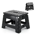 thumbnail image 1 of JONPONY Folding Step Stool with Handle Anti-Slip Foot Stool with 9 Inch Height - Holds Up to 300 lbs - Sturdy Plastic Foldable Step Stool for Kitchen, Bathroom & Living Room (Black), 1 of 8