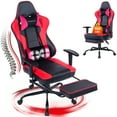 thumbnail image 1 of JONPONY Big and Tall Gaming Chair with Footrest 400lbs Massage Gamer Chair with Memory Foam Adjustable Tilt Back Angle & Armrest, High Back Leather Computer Office Chair，Red, 1 of 8