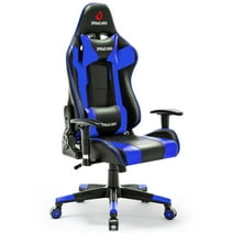 JONPONY Gaming Chair Office Chair PU Leather with Adjustable Headrest,Blue