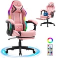 thumbnail image 1 of JONPONY Gaming Chair,Racing Style RGB LED Lights,Ergonomic Video Game Chair with Footrest and Lumbar Support ,High Back Reclining Computer Chair for Adults (Pink)), 1 of 9