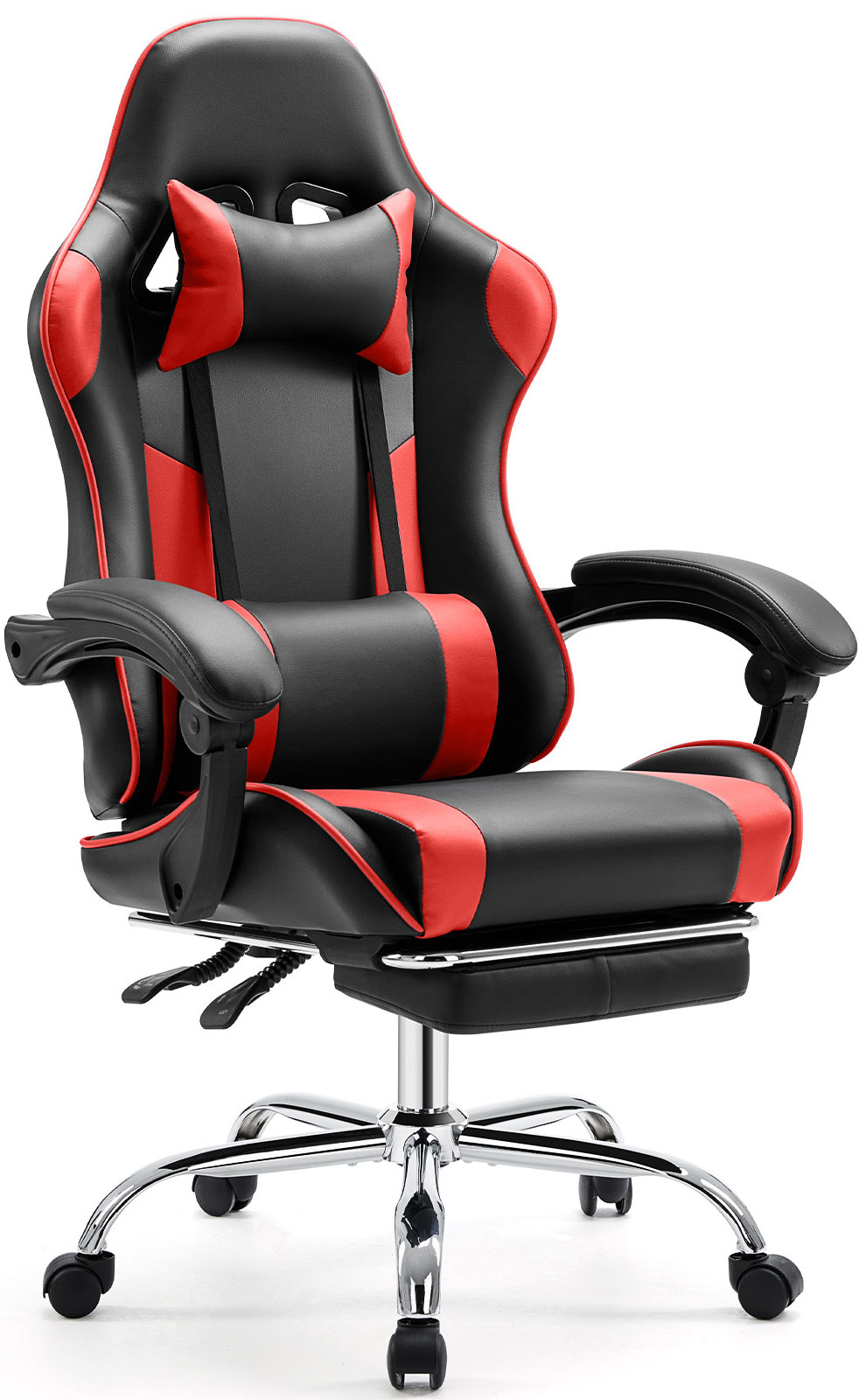 JONPONY Gaming Chair with Footrest and Ergonomic Lumbar Massage Pillow