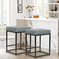 thumbnail image 1 of JONPONY  Grey Counter Height 24" Bar Stools Set of 2 for Kitchen Counter Backless Modern Square Barstools Upholstered Faux Leather Stools Farmhouse Island Chairs,Grey, 1 of 8