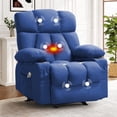 thumbnail image 1 of JONPONY Heated Manual Massage Recliner with Cup Holder, Single Rocker Sofa with Cup Holders for Bedroom Home Theater,Dark Blue, 1 of 12
