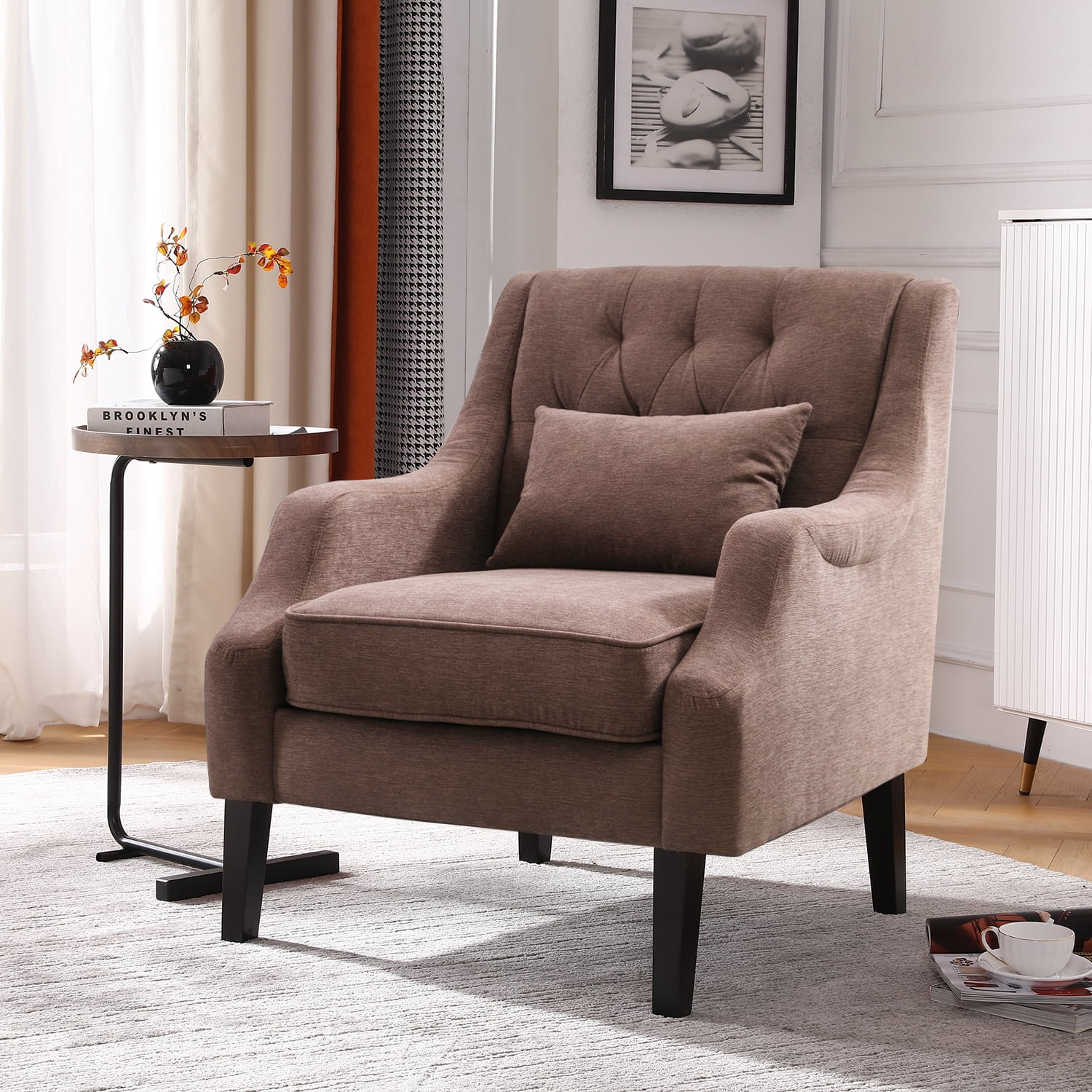 JONPONY Home Decor Upholstered Swoop Arm Accent Chair Accent Chairs for Living Room