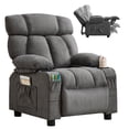 thumbnail image 1 of JONPONY Kids Recliner Chair,Push Back Toddler Recliner with Cup Holders & Side Pockets,Adjustable Footrest & Headrest Kids Sofa for Boys Girls 3+ Age Group, Grey, 1 of 11