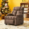 thumbnail image 1 of JONPONY Kids Recliner Chair,Push Back Toddler Recliner with Cup Holders & Side Pockets,Adjustable Footrest & Headrest Kids Sofa for Boys Girls 3+ Age Group, Brown, 1 of 12