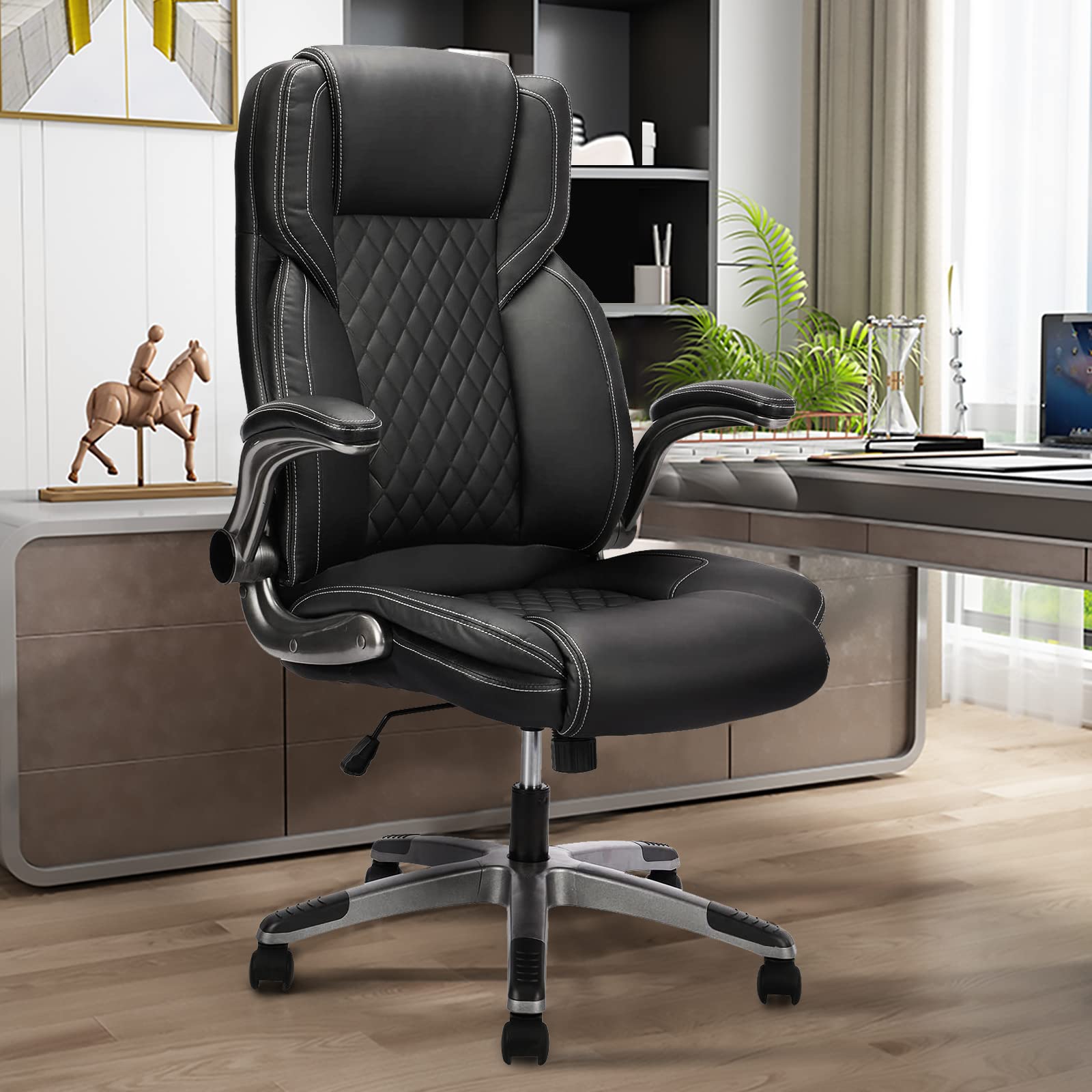 JONPONY Leather Executive Office Chair With Wheels High Back Office JONPONY Leather Executive Office Chair With Wheels High Back Office