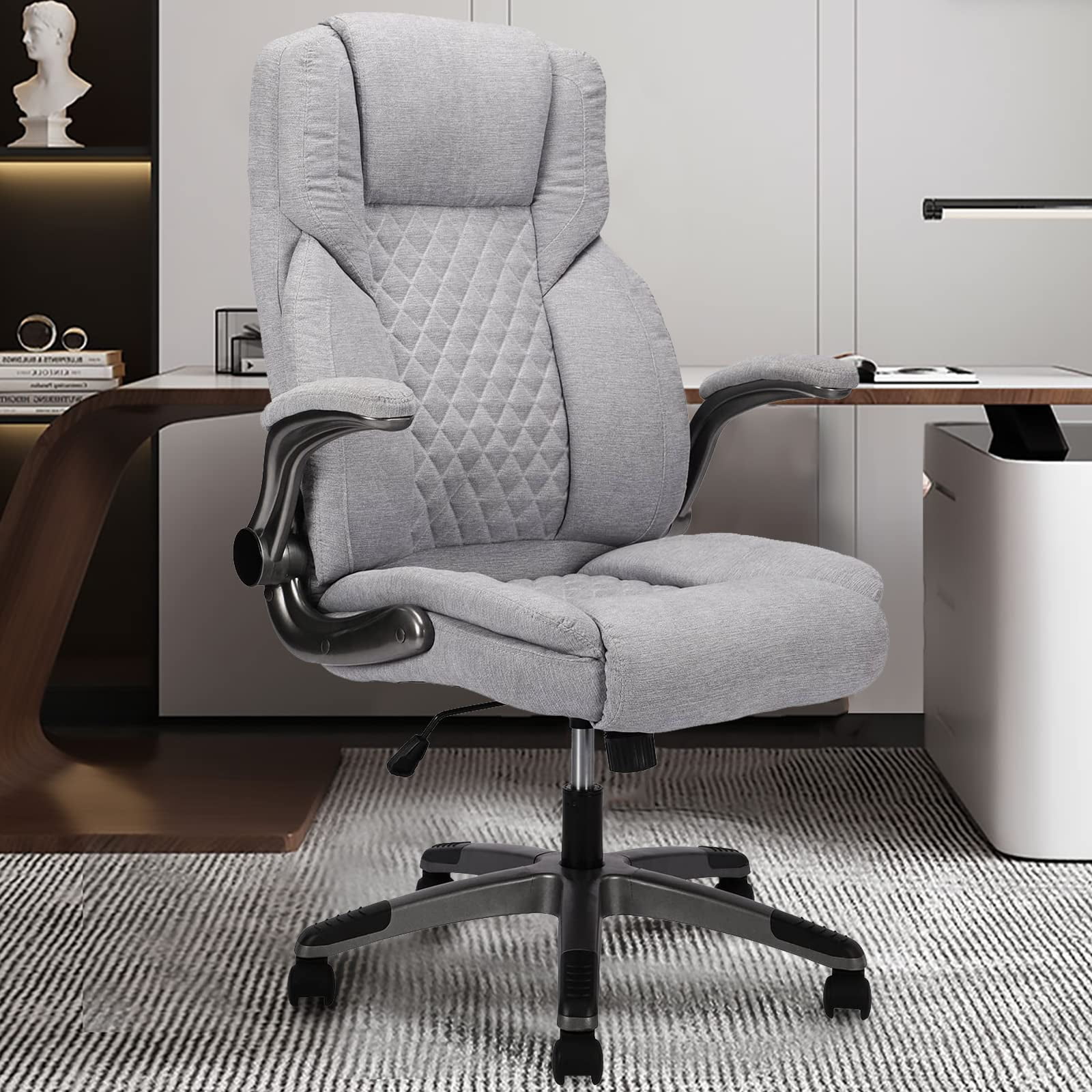 JONPONY Leather Executive Office Chair with Wheels, High Back Office