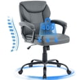 thumbnail image 1 of JONPONY Leather Office Chair, Big and Tall 400lbs Ergonomic Desk Chairs with Back Support, Executive Leather Chair with Wheels for Home Office, 360°Swivel Free, Grey, 1 of 14