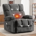 thumbnail image 1 of JONPONY Manual Recliner Chair with Heat Therapy and Massage Function, Heavy Duty Reclining Mechanism Massage Chair, Elderly Single Rocker Sofa with Cup Holders for Bedroom Home Theater,Grey, 1 of 11