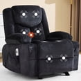 thumbnail image 1 of JONPONY Manual Recliner Chair with Heat Therapy and Massage Function, Heavy Duty Reclining Mechanism Massage Chair, Elderly Single Rocker Sofa with Cup Holders for Bedroom Home Theater，Black, 1 of 11