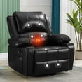 thumbnail image 1 of JONPONY Manual Swivel Rocker Recliner Chair with Heat and 8 Point Massage Recliner Chair with Side Pockets, 2 Cup Holders,Black, 1 of 14