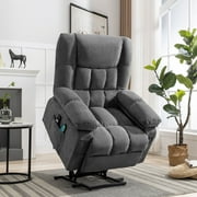 JONPONY Power Lift Recliner Chair Recliners for Elderly with Heat and Massage Recliner Chair for Living Room with Infinite Position and Side Pocket,USB Charge Port,Grey